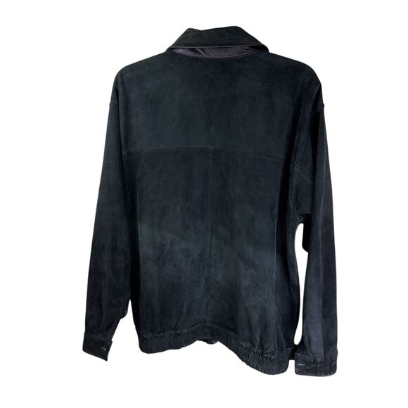 Missani Le Collezioni Jacket Mens Large Black Reversible Leather Suede Bomber - Picture 4 of 9